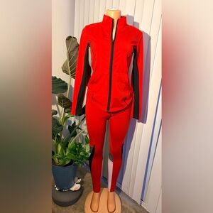 Glove Fit Red and Black Jumpsuit
